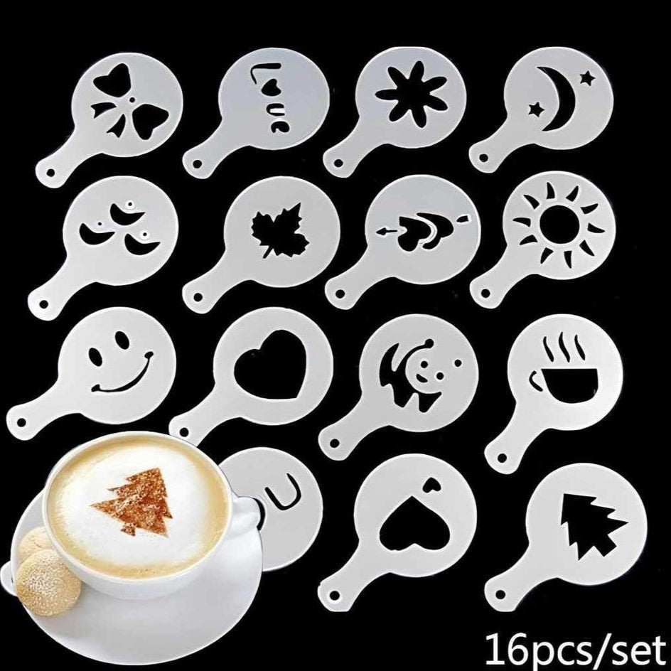 Plastic Coffee Stencils, Pack Of 16